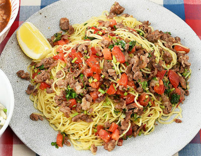 男子ごはん レシピ 作り方 国分太一 栗原心平 アレンジ麺 ラム肉とトマトの塩焼きそば