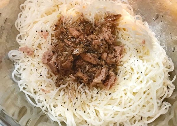 ツナ缶そうめん ツナ オリーブオイル 和える