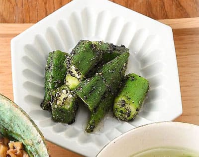 男子ごはん スタミナ定食 オクラ