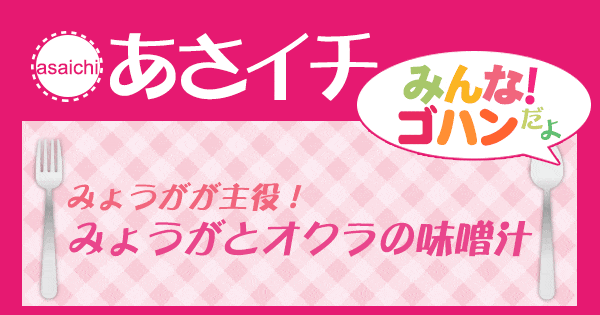 あさイチ みんな！ゴハンだよ 作り方 材料 レシピ みょうが オクラの味噌汁