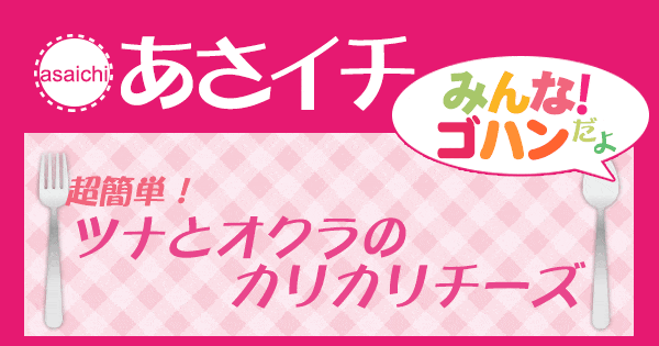 あさイチ みんな！ゴハンだよ 作り方 材料 レシピ 和田明日香 ツナとオクラのカリカリチーズ