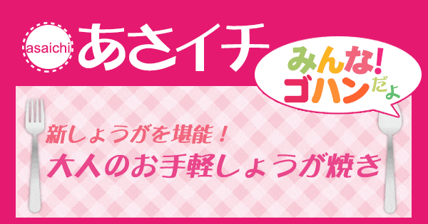 あさイチ みんな！ゴハンだよ 作り方 材料 レシピ 大人のしょうが焼き