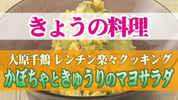 きょうの料理 大原千鶴のひとりごはん レンチン楽々クッキング かぼちゃときゅうりのマヨサラダ