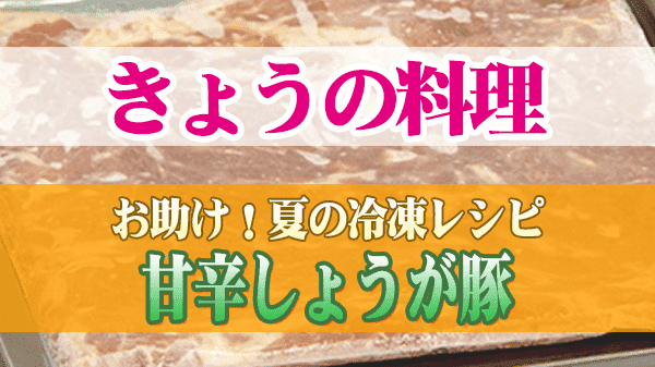 きょうの料理 夏の冷凍レシピ 甘辛しょうが豚