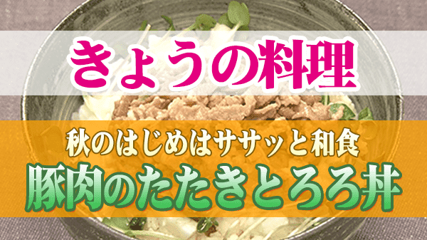 きょうの料理 秋のはじめはササッと和食 豚肉のたたきとろろ丼