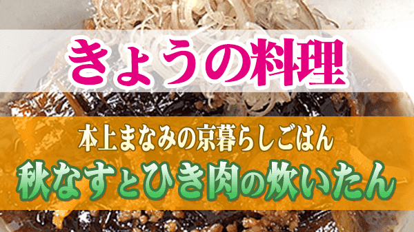 きょうの料理 本上まなみ 秋なすとひき肉の炊いたん