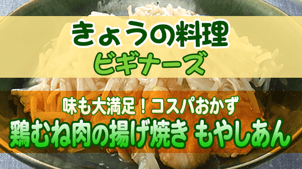 きょうの料理ビギナーズ 味も大満足！コスパおかず 鶏むね肉の揚げ焼き もやしあん