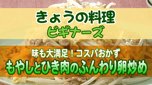 きょうの料理ビギナーズ 味も大満足！コスパおかず もやしとひき肉のふんわり卵炒め