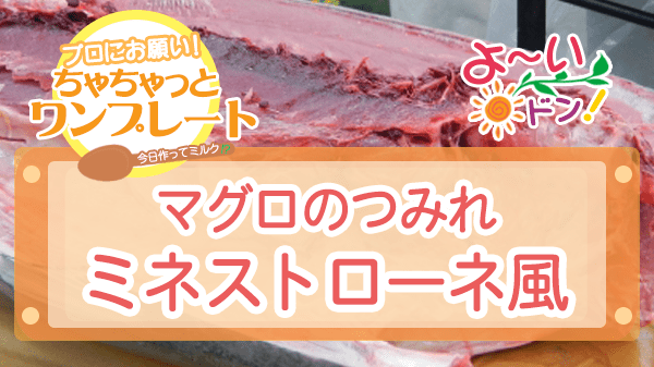 よーいドン ちゃちゃっとワンプレート マグロのつみれ ミネストローネ風