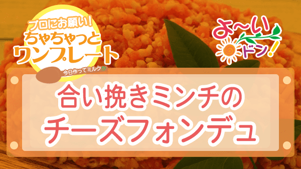 よーいドン ちゃちゃっとワンプレート ミンチ肉 挽き肉 合い挽きミンチのチーズフォンデュ