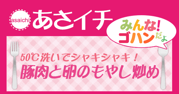 あさイチ みんな！ゴハンだよ 作り方 材料 レシピ 豚肉と卵のもやし炒め