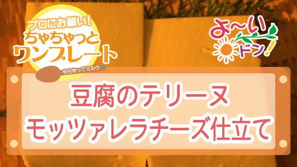 よーいドン ちゃちゃっとワンプレート 豆腐レシピ 豆腐のテリーヌ モッツァレラチーズ仕立て