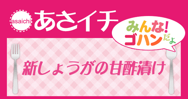 あさイチ みんな！ゴハンだよ 作り方 材料 レシピ 甘酢漬け新しょうが