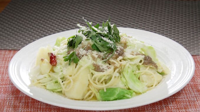 相葉マナブ 春キャベツ レシピ 春キャベツと新じゃがのアンチョビペペロンチーノ