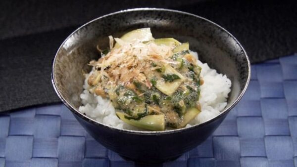 相葉マナブ ナス レシピ 水ナスとモロヘイヤのネバネバ丼