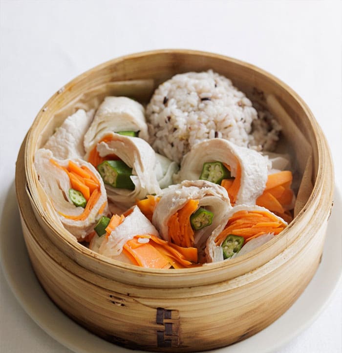 thetime レシピ せいろレシピ リボン野菜の肉巻き定食