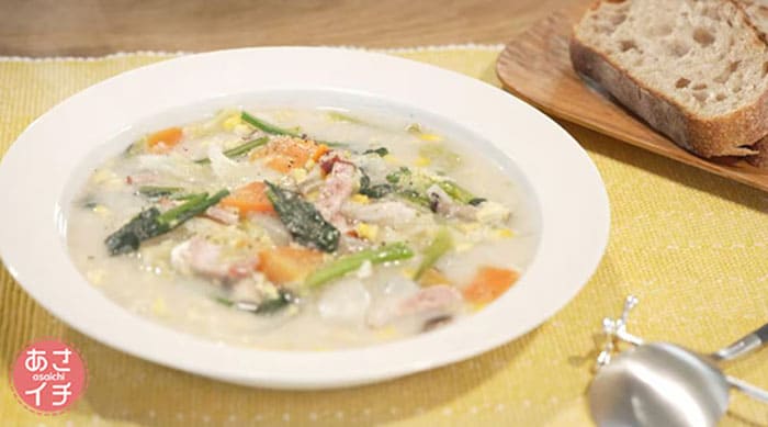 あさイチ 作り方 材料 レシピ ご自愛スープ 野菜とオートミールのスープ