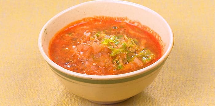ぺこもぐキッチン 料理家 栗原心平 後藤真希 野菜 韓国風ピリ辛野菜スープ