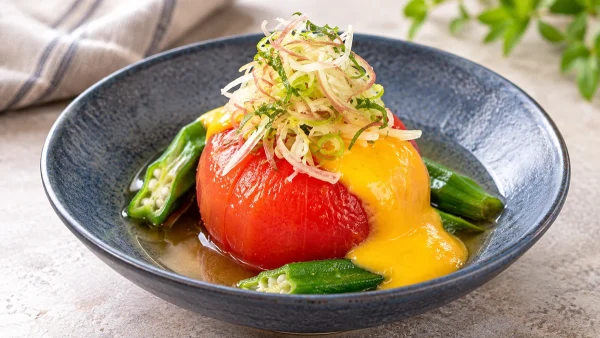 あさイチ「3つの皿 トマト・トマトの含め煮 黄身酢仕立て」