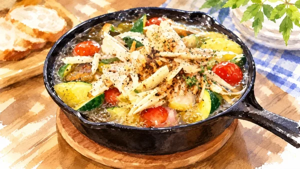 青空レストラン「葉しょうがと三島野菜のアヒージョ」