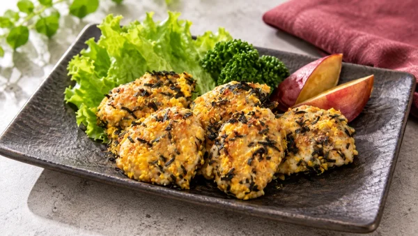 あさイチ「鶏むね肉 のりとたまごのふりかけのピカタ風」