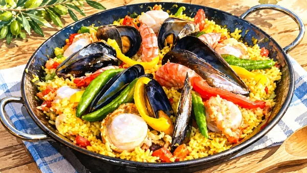 青空レストラン「魚介のパエリア」オリーブオイル