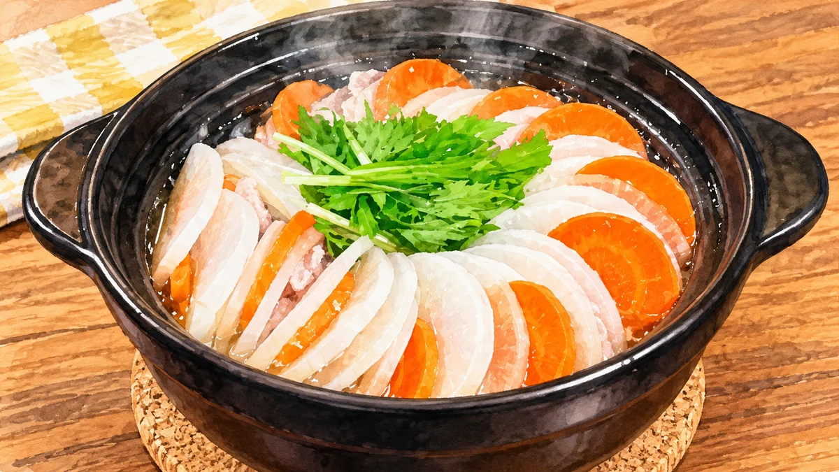 THE TIME,「にんじんと大根のミルフィーユ鍋」節約レシピ