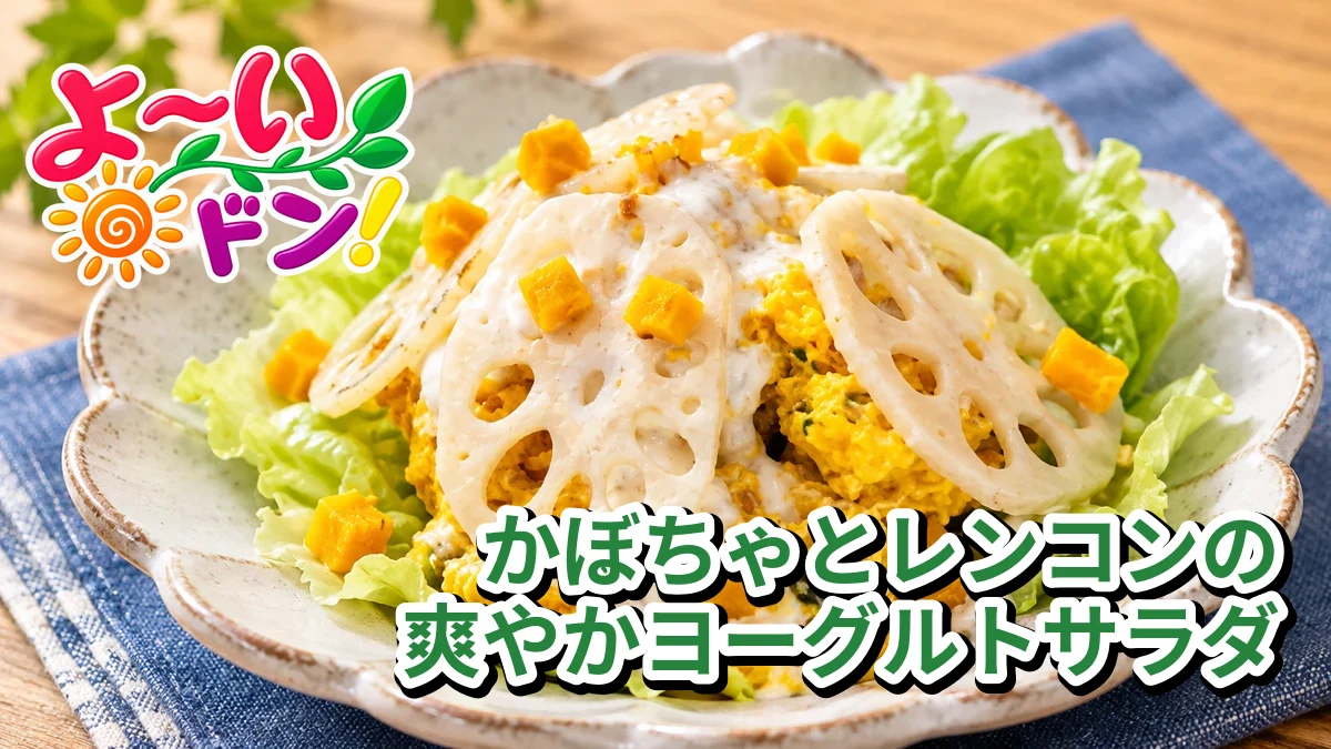 よ～いドン！「ミルクボーイのおせっかいごはん・かぼちゃとレンコンの爽やかヨーグルトサラダ」